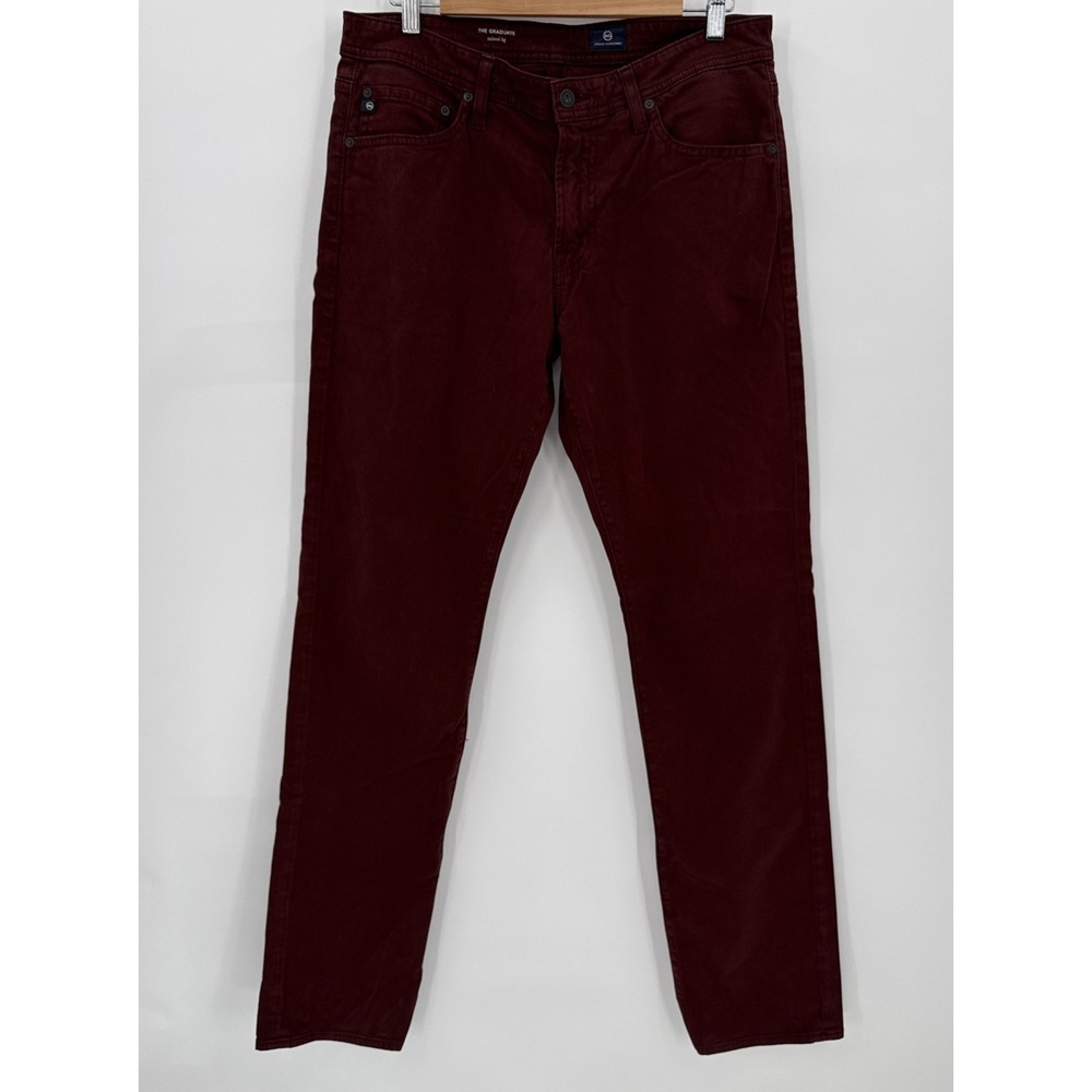 AG Adriano Goldschmied Mens "The Graduate" Tapered Leg Jeans Size 33X34 Burgundy